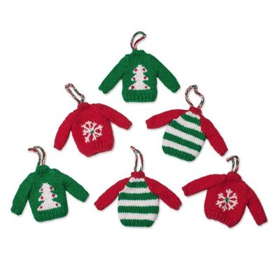 Alternate image for Knit Mini Sweater Ornaments from Peru Set of 6 Christmas Comfort