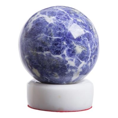 Alternate image for Sodalite Sphere on White Onyx Stand Natural Gemstones Planet Earth