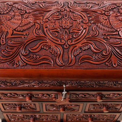 Alternate image for Cedar and Leather Jewelry Box with Key from Peru Formidable Falcon