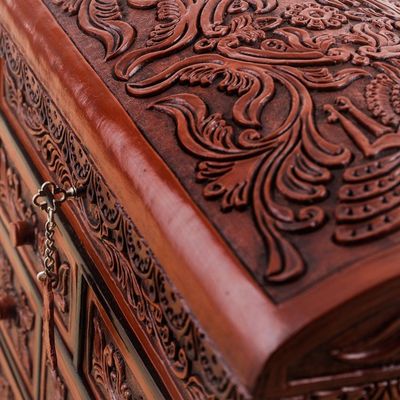 Alternate image for Cedar and Leather Jewelry Box with Key from Peru Formidable Falcon