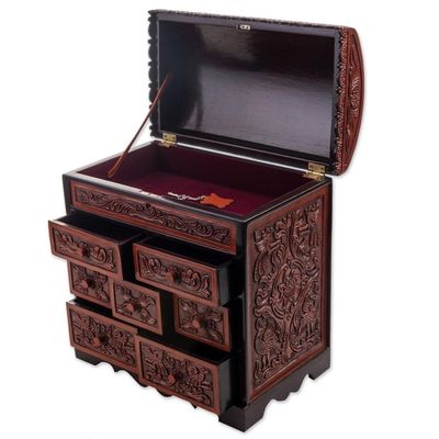 Alternate image for Cedar and Leather Jewelry Box with Key from Peru Formidable Falcon