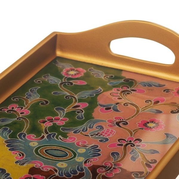Alternate image for Reverse-Painted Glass Floral Tray Miraflores Flora