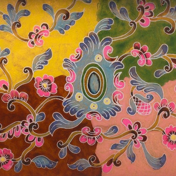 Alternate image for Reverse-Painted Glass Floral Tray Miraflores Flora