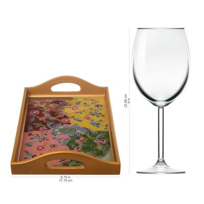 Alternate image for Reverse-Painted Glass Floral Tray Miraflores Flora