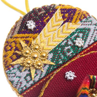 Alternate image for Handmade Fabric Nativity Scene Ornament from Peru Nativity in the Andes