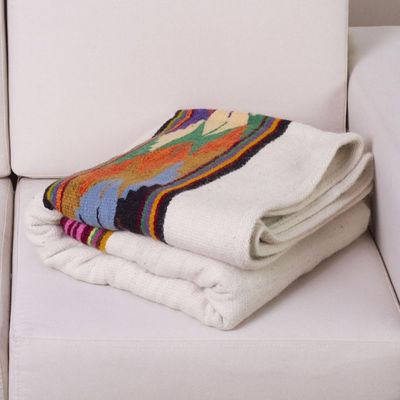 Alternate image for 100 Wool Throw Blanket with Striped Patterns from Peru Dream of the Andes
