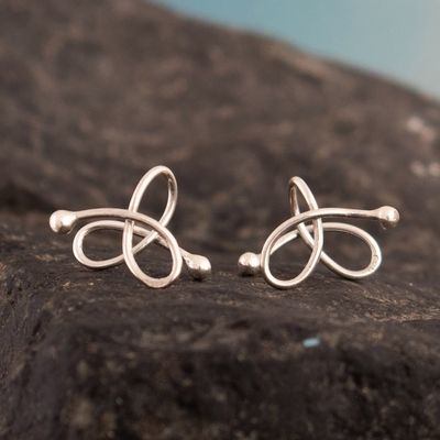 Alternate image for High-Polished Modern Sterling Silver Ear Cuff Earrings Little Charm