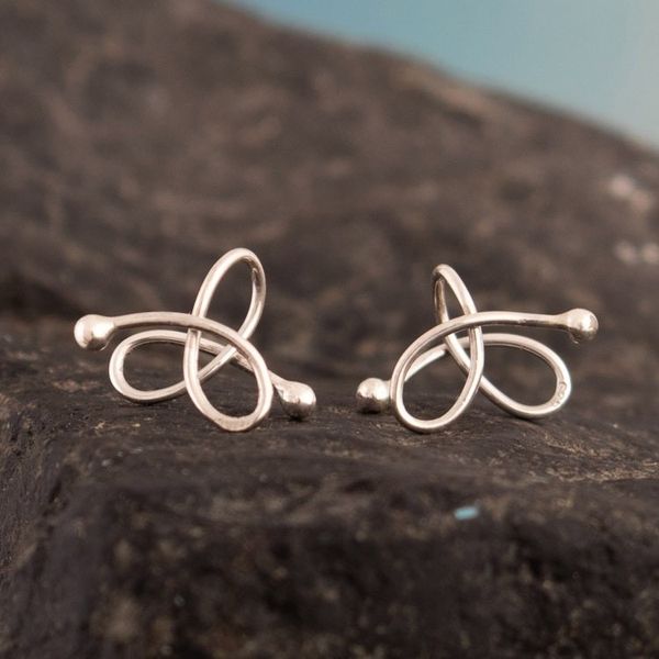 Alternate image for High-Polished Modern Sterling Silver Ear Cuff Earrings Little Charm