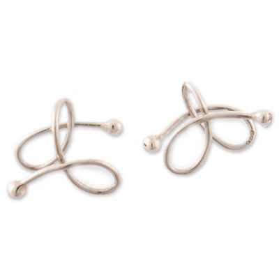 Alternate image for High-Polished Modern Sterling Silver Ear Cuff Earrings Little Charm