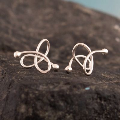 Alternate image for High-Polished Modern Sterling Silver Ear Cuff Earrings Little Charm