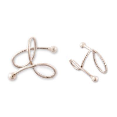 Alternate image for High-Polished Modern Sterling Silver Ear Cuff Earrings Little Charm