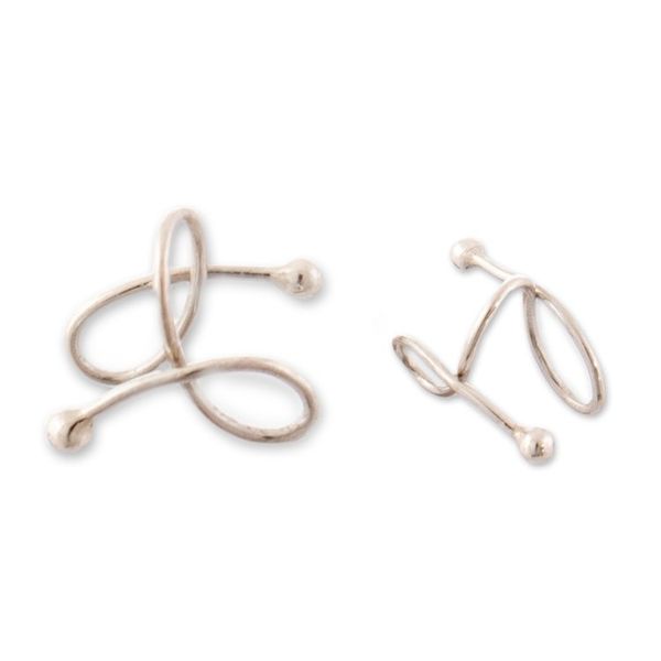 Alternate image for High-Polished Modern Sterling Silver Ear Cuff Earrings Little Charm