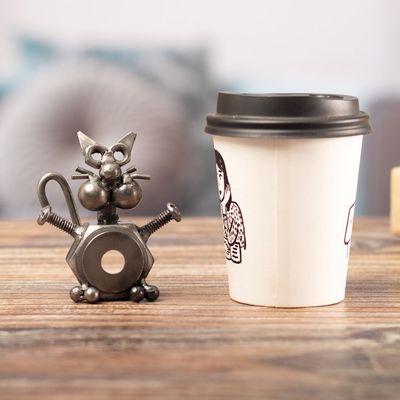 Alternate image for Whimsical Eco-Friendly Recycled Metal Cat Figurine from Peru Matey Feline