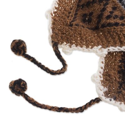 Alternate image for Alpaca Blend Chullo Hat with Llama Patterns in Smoke Llama Silhouette in Smoke