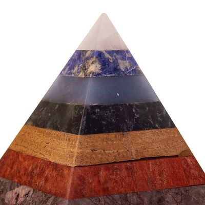 Alternate image for Petite Multi-gemstone Seven Chakras Pyramid Statuette Chakra Flow