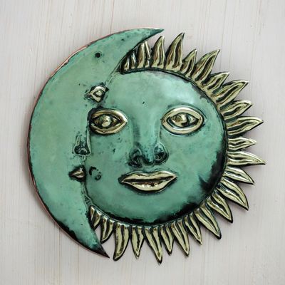 Alternate image for Handmade Sun and Moon Copper and Bronze Wall Art Stellar Guidance