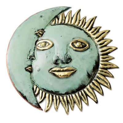 Alternate image for Handmade Sun and Moon Copper and Bronze Wall Art Stellar Guidance