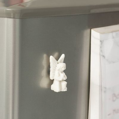 Alternate image for Alabaster Hand-Carved Angel Magnet Crafted in Peru Humanga Guardian