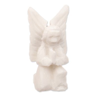 Alternate image for Alabaster Hand-Carved Angel Magnet Crafted in Peru Humanga Guardian