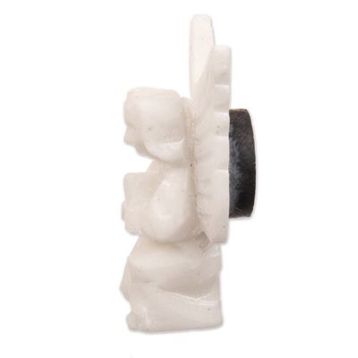 Alternate image for Alabaster Hand-Carved Angel Magnet Crafted in Peru Humanga Guardian