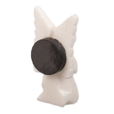 Alternate image for Alabaster Hand-Carved Angel Magnet Crafted in Peru Humanga Guardian