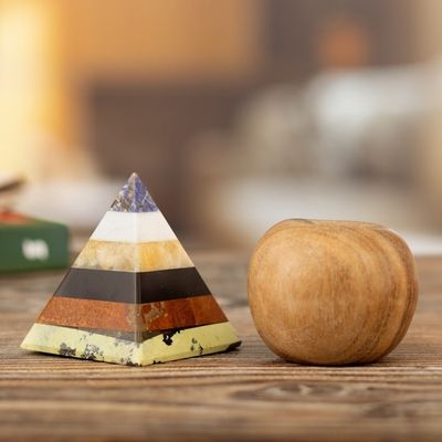 Alternate image for Handcrafted Gemstone Pyramid Paperweight Sculpture Natural Energy