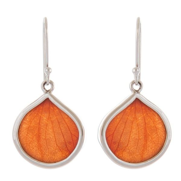 Alternate image for Sterling Silver and Orange Leaf Dangle Earrings from Peru Orange Hydrangea