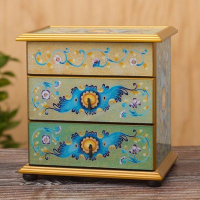 Alternate image for Peruvian Reverse-Painted Glass Jewelry Chest Spring Splendor