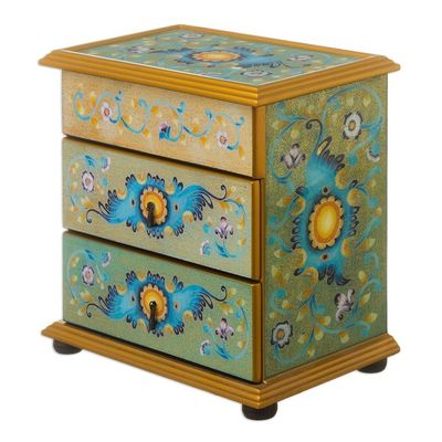 Alternate image for Peruvian Reverse-Painted Glass Jewelry Chest Spring Splendor