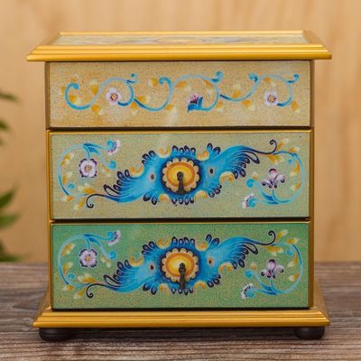 Alternate image for Peruvian Reverse-Painted Glass Jewelry Chest Spring Splendor