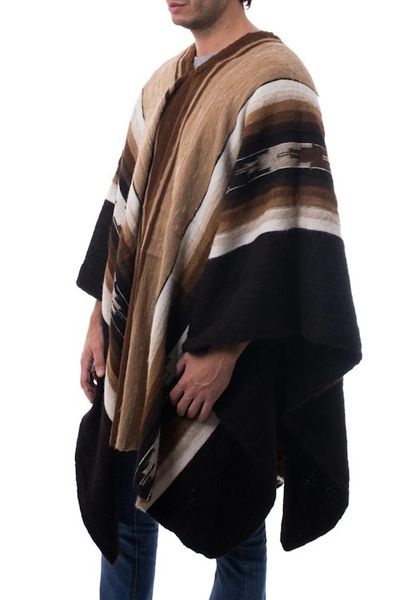Alternate image for Mens Fair Trade Alpaca Wool Poncho Earth Celebration