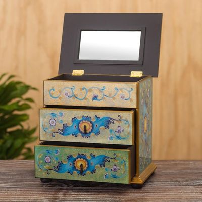 Alternate image for Peruvian Reverse-Painted Glass Jewelry Chest Spring Splendor