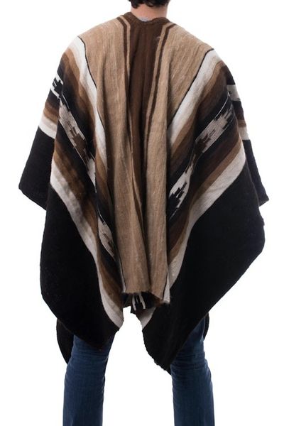 Alternate image for Mens Fair Trade Alpaca Wool Poncho Earth Celebration