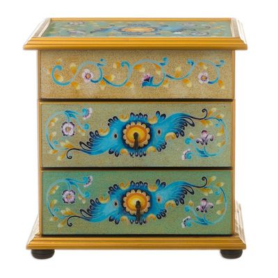 Alternate image for Peruvian Reverse-Painted Glass Jewelry Chest Spring Splendor