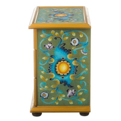 Alternate image for Peruvian Reverse-Painted Glass Jewelry Chest Spring Splendor