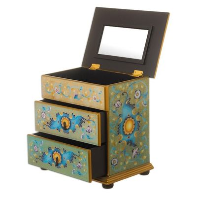 Alternate image for Peruvian Reverse-Painted Glass Jewelry Chest Spring Splendor