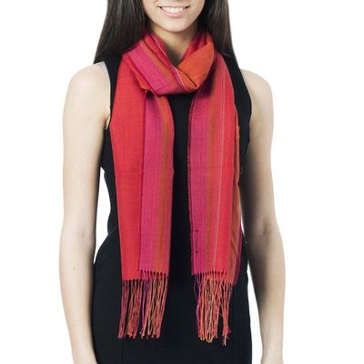 Alternate image for Alpaca Blend Scarf in Paprika and Carrot from Peru Rioja Flavor