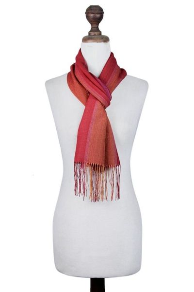 Alternate image for Alpaca Blend Scarf in Paprika and Carrot from Peru Rioja Flavor