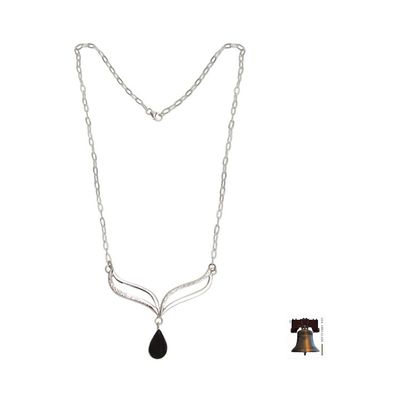 Alternate image for Andean Silver Necklace Set with Black Obsidian Wings of Midnight