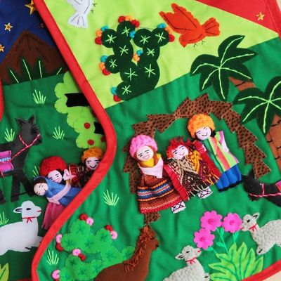 Alternate image for Applique Christmas stockings Pair Nativity