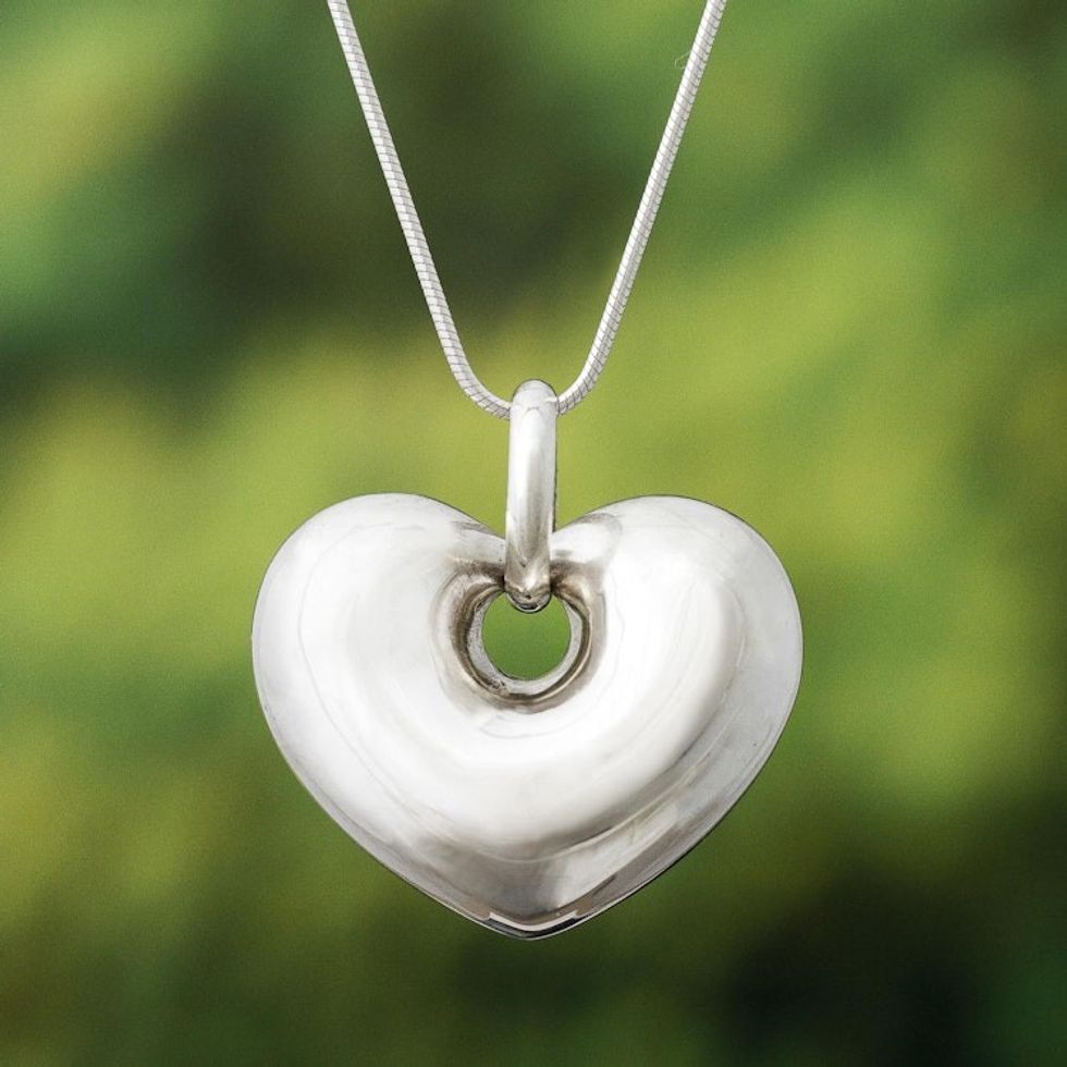 Handmade Peruvian Sterling Silver Heart Necklace  'Full of Love'