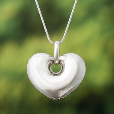 Alternate image for Handmade Peruvian Sterling Silver Heart Necklace  Full of Love