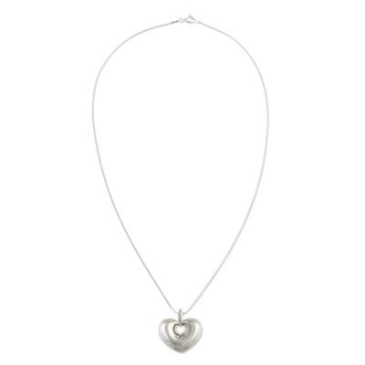 Alternate image for Handmade Peruvian Sterling Silver Heart Necklace  Full of Love