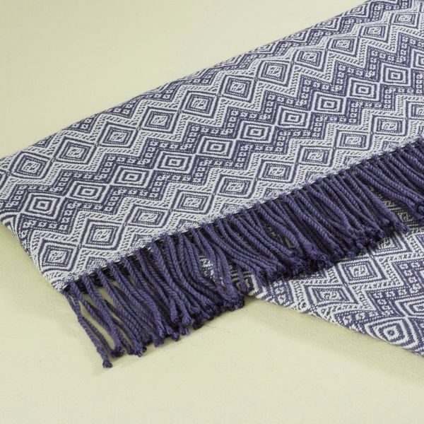 Alternate image for Alpaca Acrylic Blanket Fringe Prussian Blue Eggshell Peru Prussian Blue Destiny
