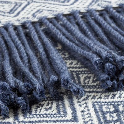 Alternate image for Alpaca Acrylic Blanket Fringe Prussian Blue Eggshell Peru Prussian Blue Destiny
