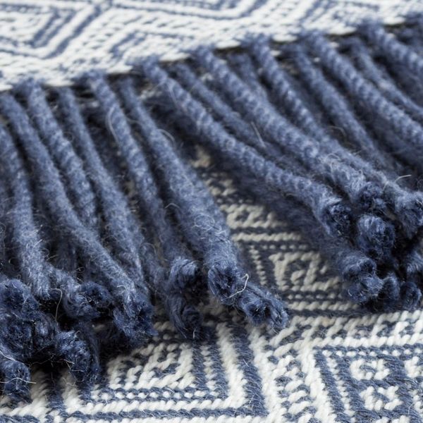 Alternate image for Alpaca Acrylic Blanket Fringe Prussian Blue Eggshell Peru Prussian Blue Destiny