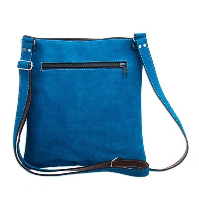 Alternate image for Handcrafted Magenta and Blue Suede Sling with Wool Accent Magenta Soul