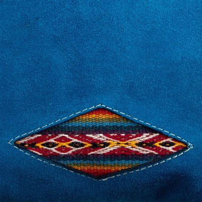 Alternate image for Handcrafted Magenta and Blue Suede Sling with Wool Accent Magenta Soul