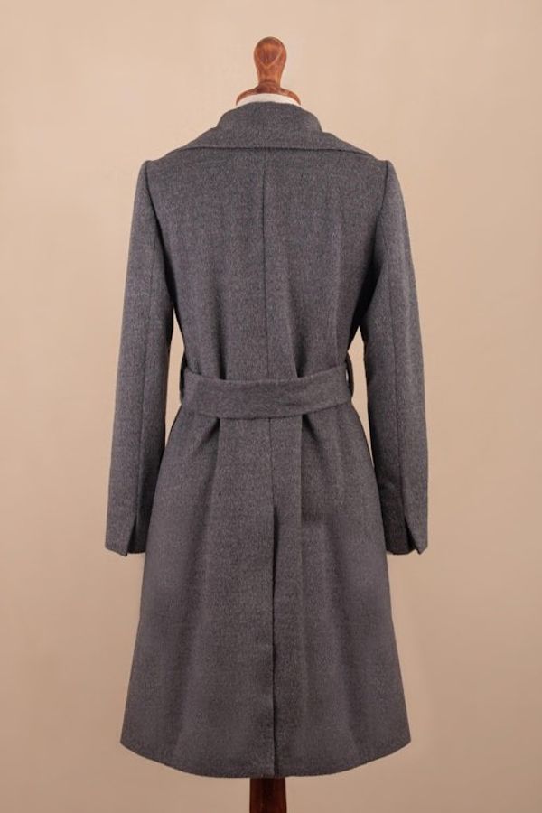 Alternate image for Grey Baby Alpaca Blend Long Wrap Coat Classically Chic