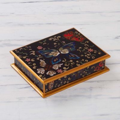 Alternate image for Reverse Painted Glass Jewelry Box Night Flutters